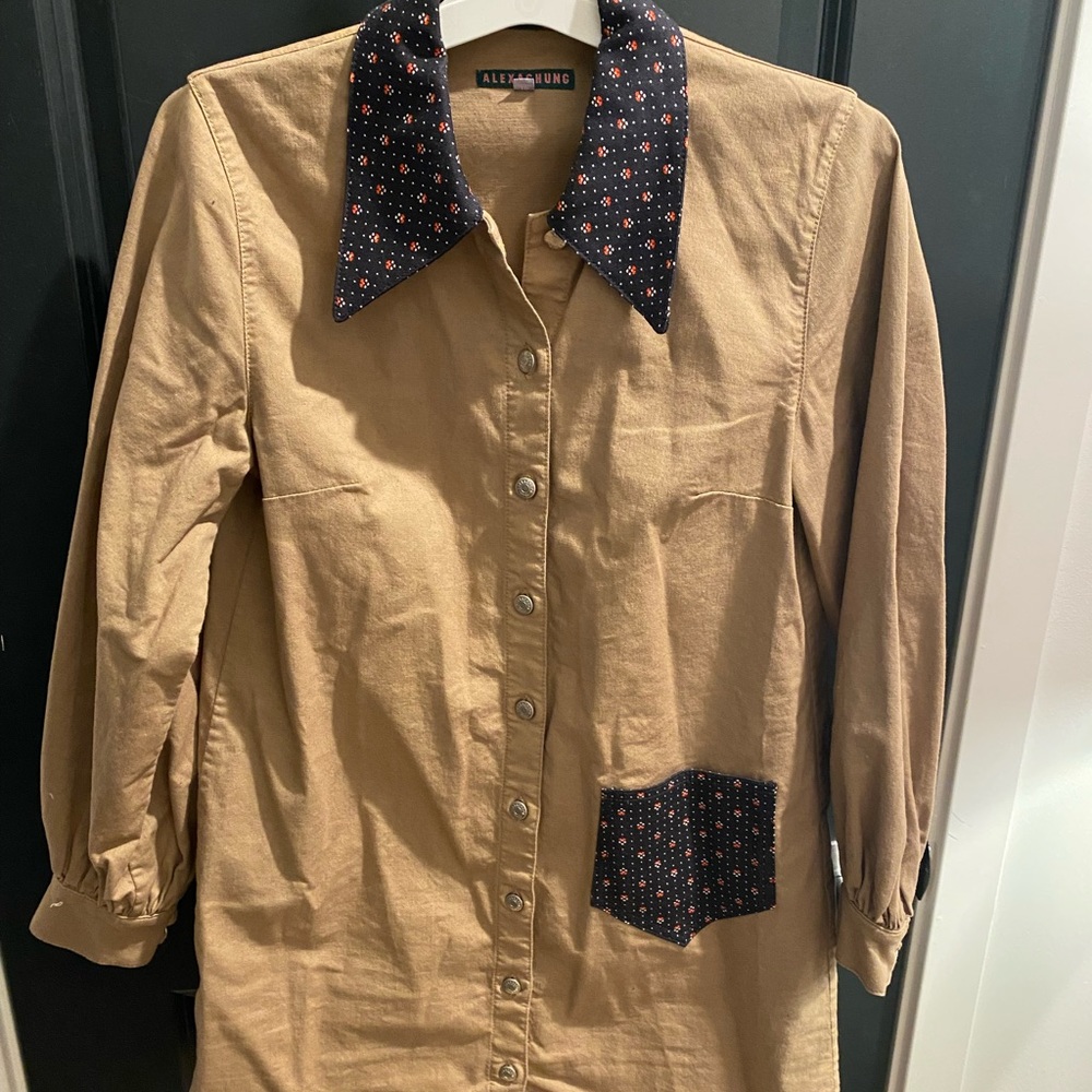 Alexachung Denim Shirtdress with Printed Collar